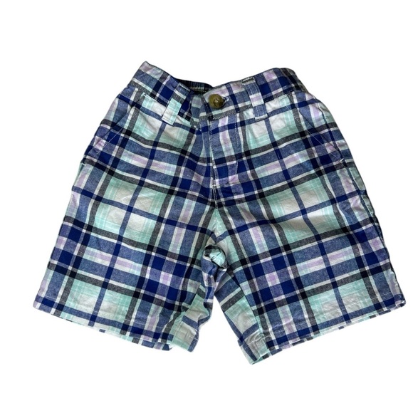 Janie and Jack Plaid Baby Boy Shorts - Blue and White - Picture 3 of 4